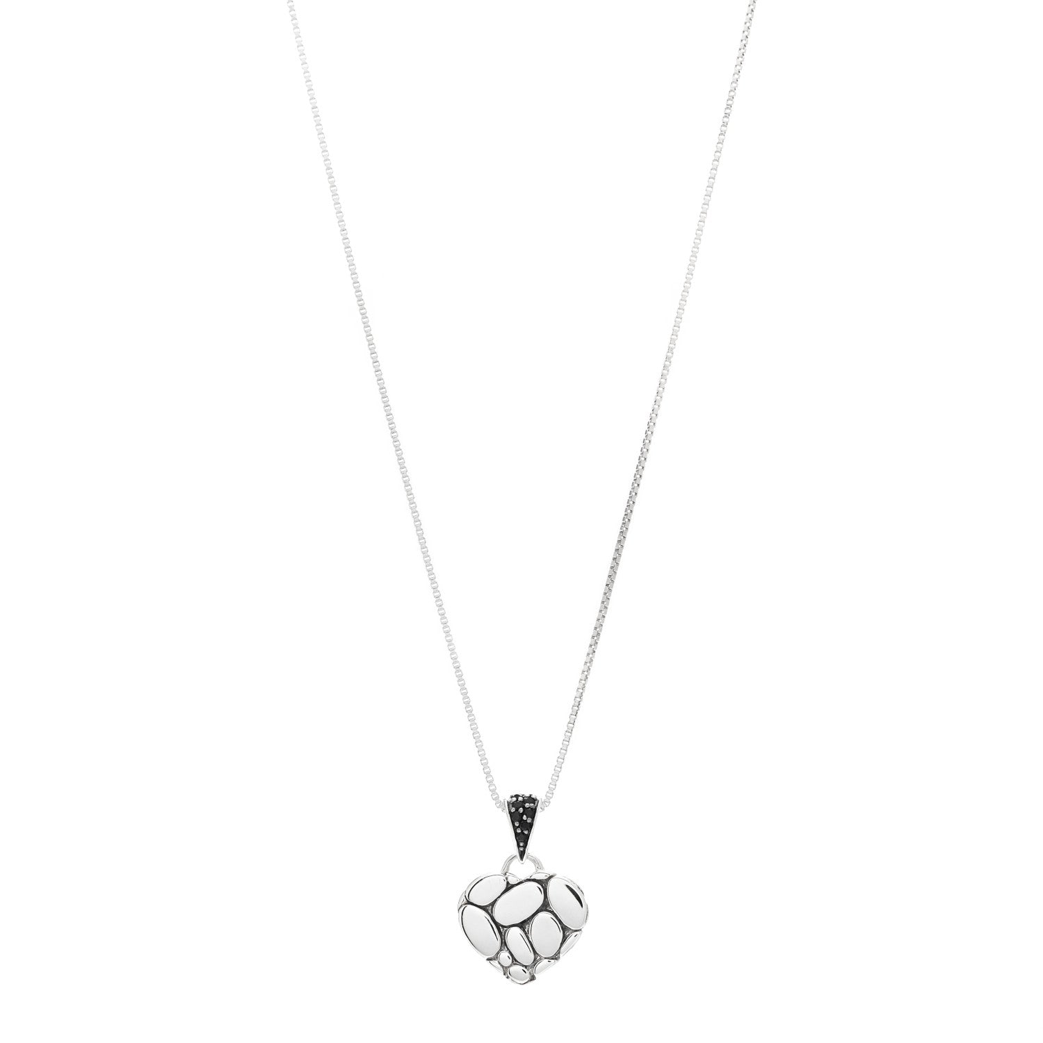 John Hardy Sterling Silver Black Sapphire Kali Lava Heart Pendant Necklace 1 of 4