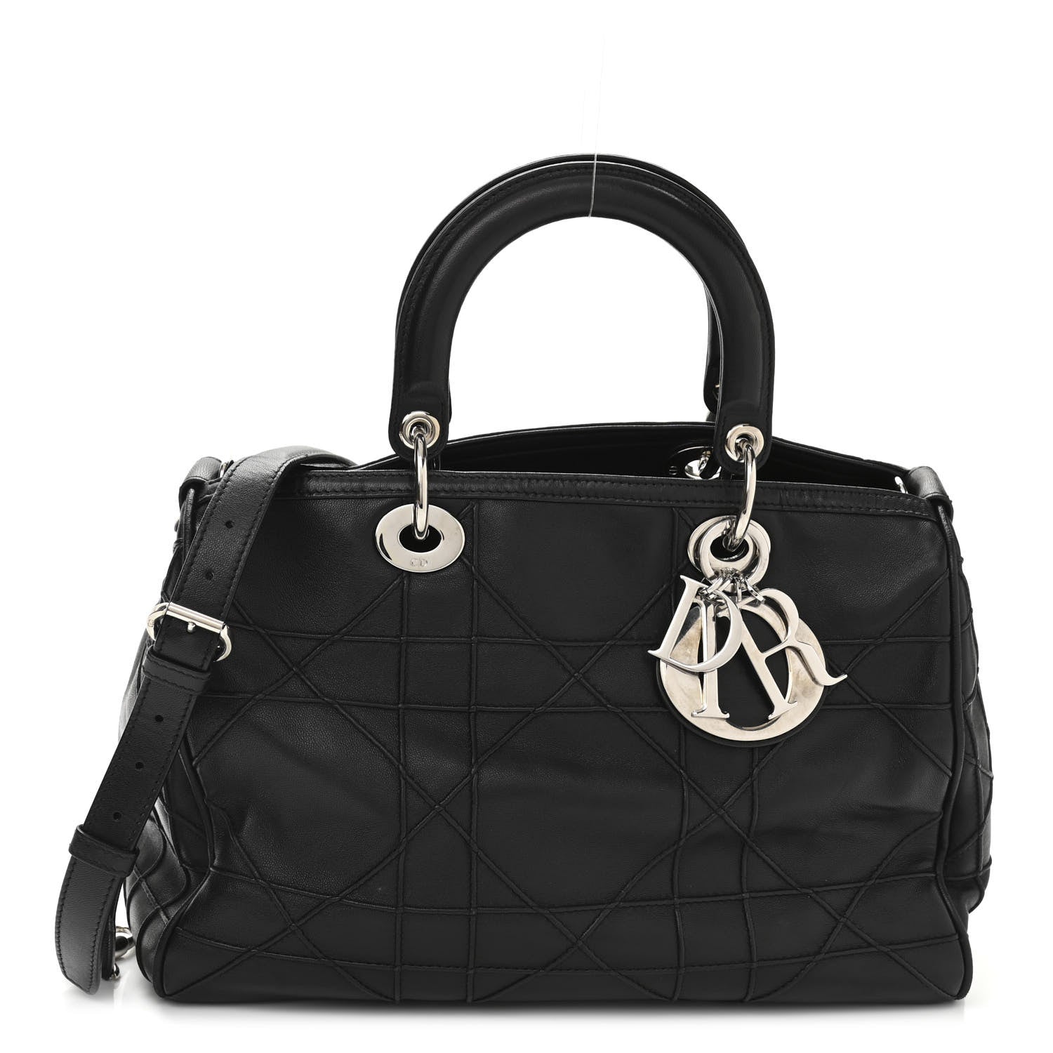 Christian Dior Lambskin Cannage Granville Polochon Black 1 of 11