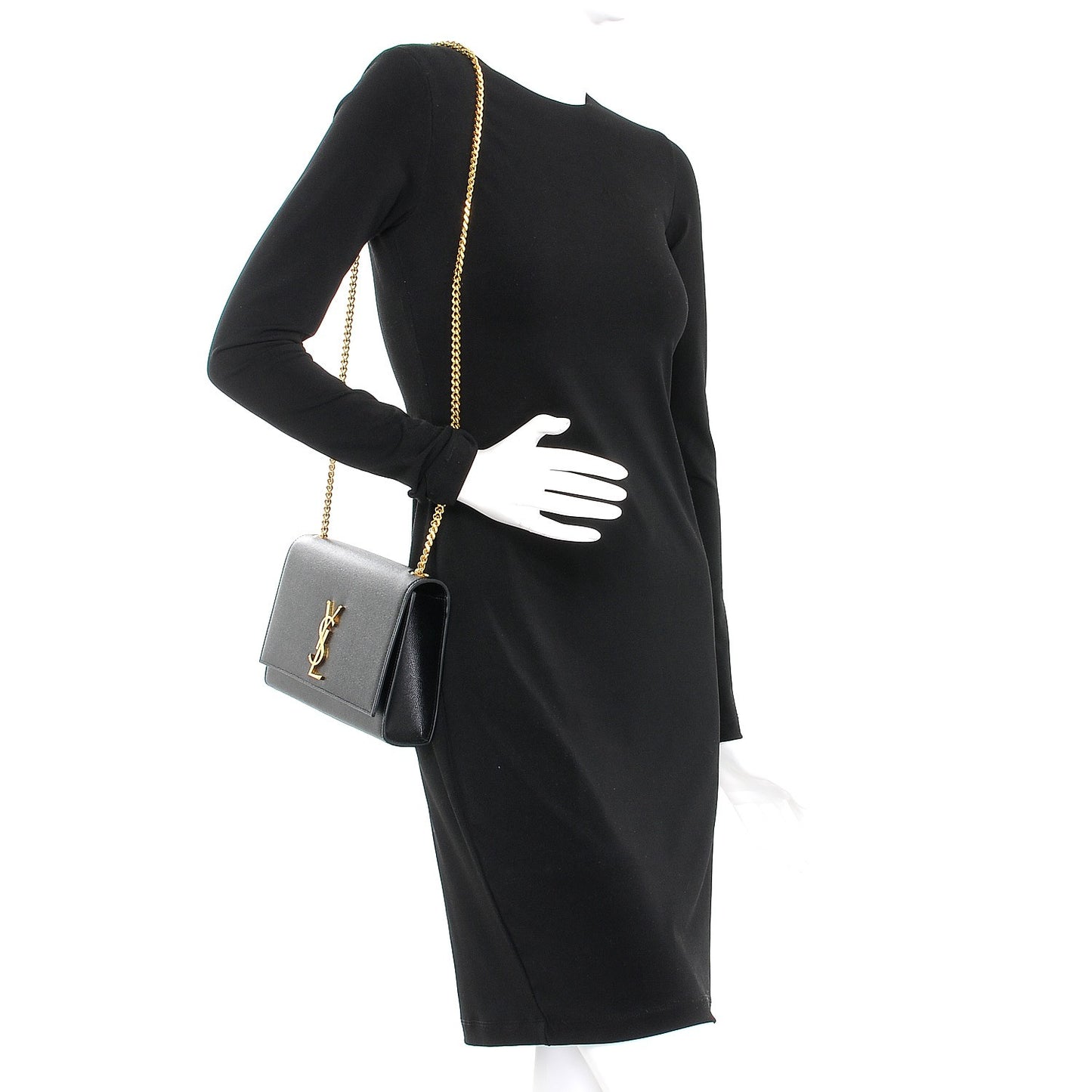 Grain De Poudre Medium Classic Monogram Kate Satchel Black