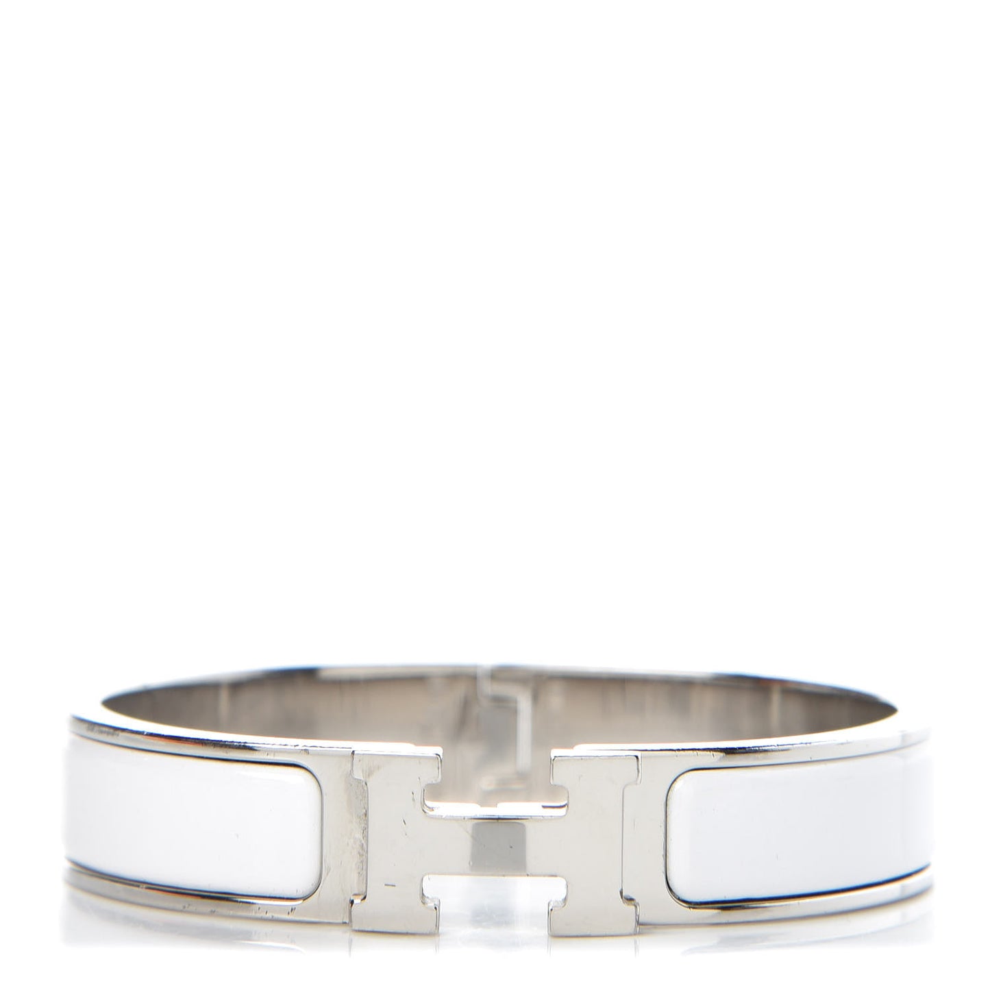 Enamel Narrow Clic Clac H Bracelet PM White