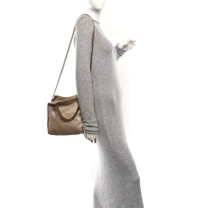 Stella McCartney Metallic Woven Boucle Mini Fold Over Falabella Tote Gold 2 of 9