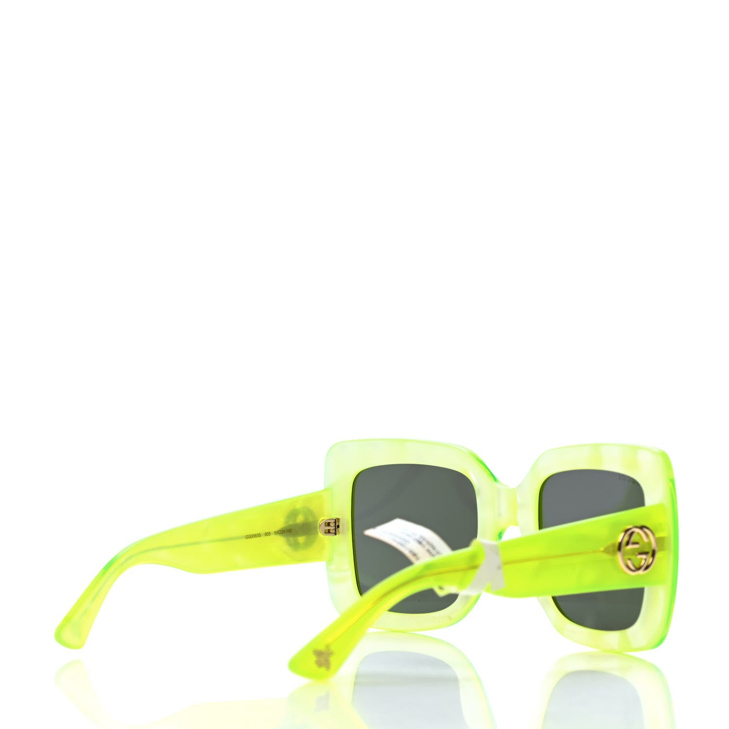 Gucci Acetate Square Frame Sunglasses GG0083S Neon Green 4 of 4