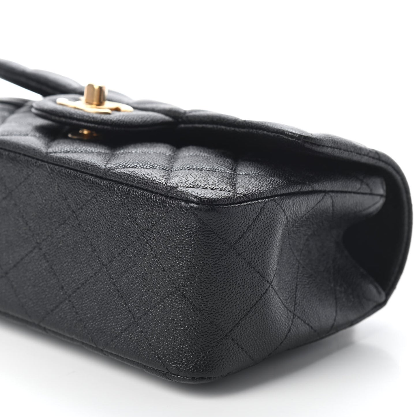 Caviar Quilted Mini Top Handle Rectangular Flap Black