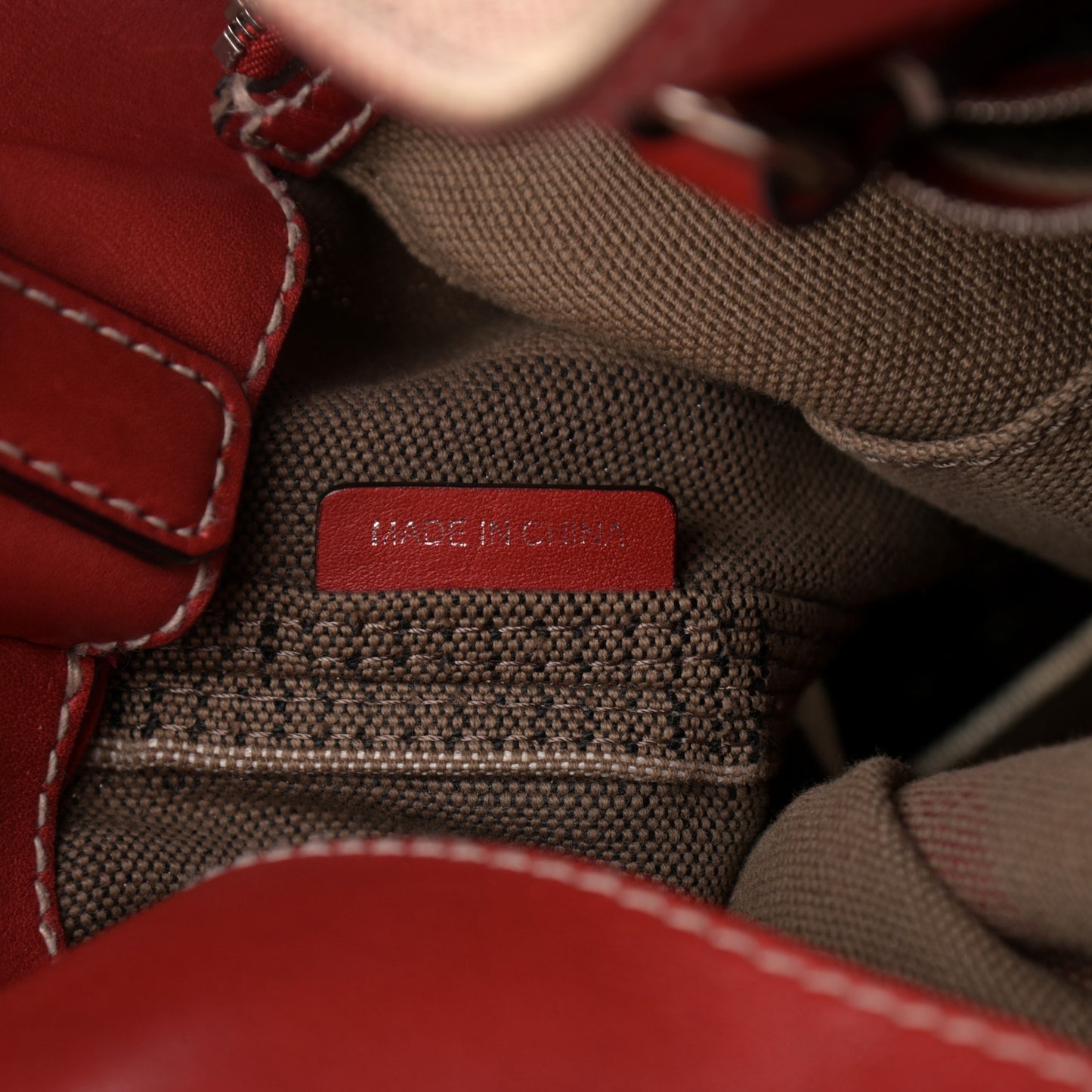 Canvas Mega Check Medium Ashby Bucket Bag Red