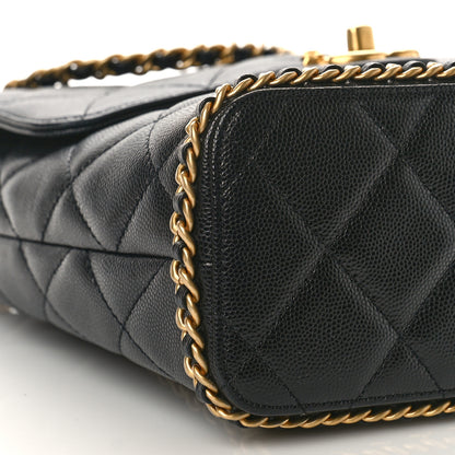 Chanel Caviar Quilted Camellia Chain Around Backpack Black 8 of 9