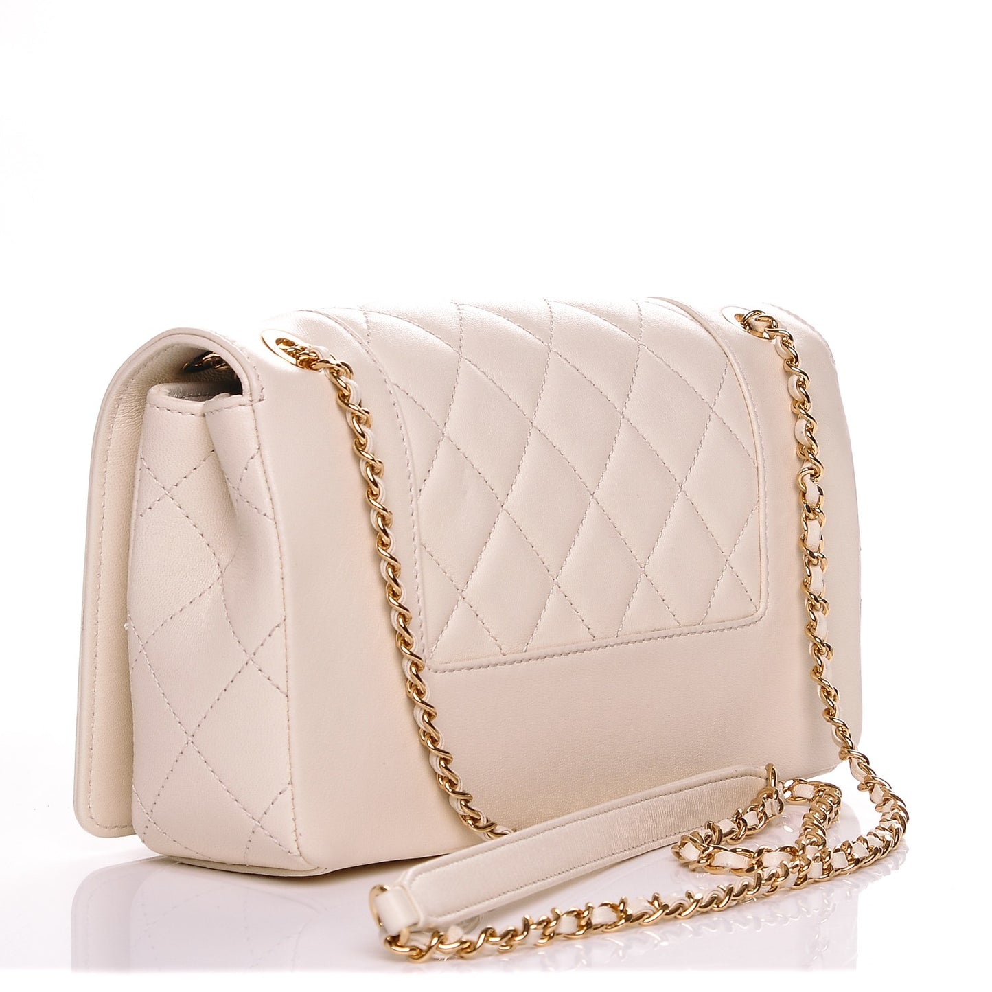 Sheepskin Quilted Small Vintage Mademoiselle Flap Light Beige