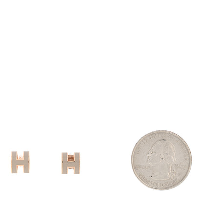 Hermes Rose Gold Lacquered Mini Pop H Earrings Marron Glace 2 of 5