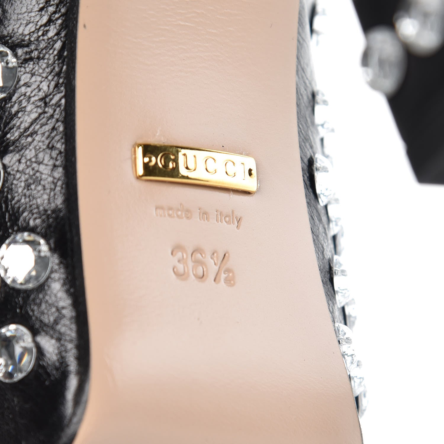 Gucci Malaga Kid Crystal Amilna Platform Loafer 36.5 Black 6 of 11