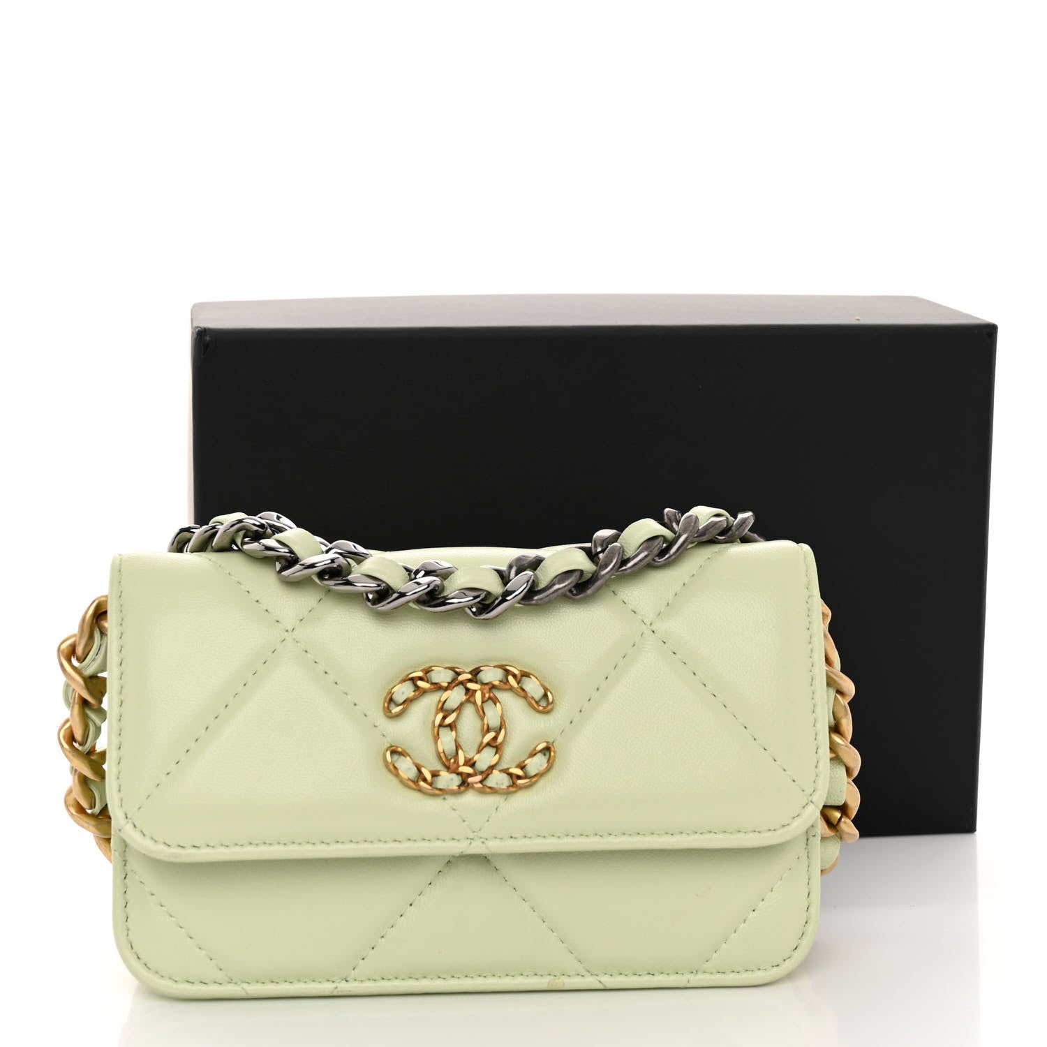 Chanel Lambskin Quilted 19 Clutch With Chain Light Green 13 of 13