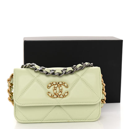 Chanel Lambskin Quilted 19 Clutch With Chain Light Green 13 of 13