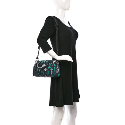 Louis Vuitton Monogram Eclipse LV Graffiti Keepall Bandouliere 25 Green Lights 2 of 8
