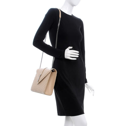 Saint Laurent Grain De Poudre Mixed Matelasse Large Triquilt Monogram Satchel Nude Powder 2 of 7