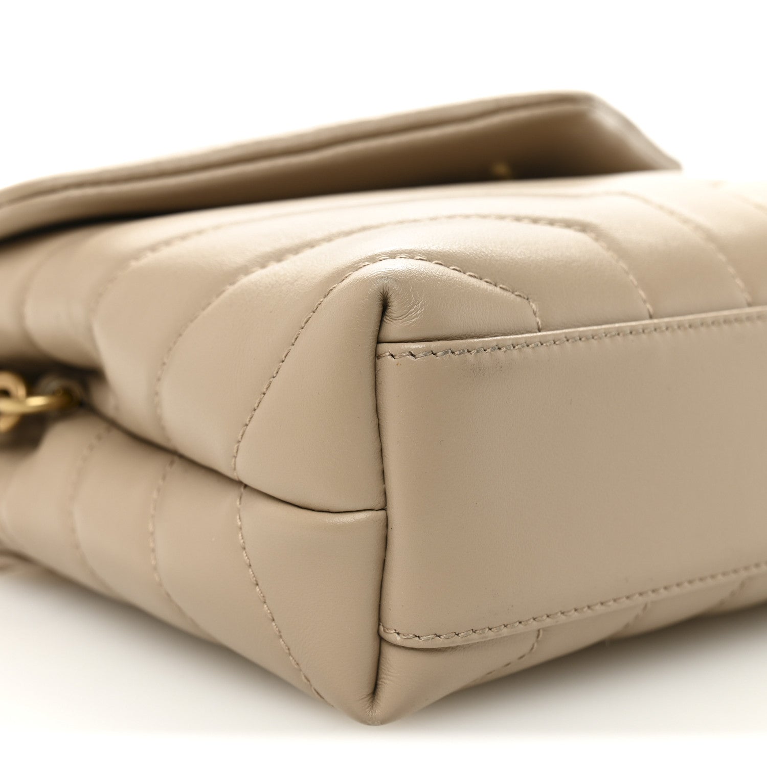 Saint Laurent Calfskin Y Quilted Monogram Toy Loulou Crossbody Bag Dark Beige 9 of 11
