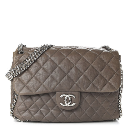 Chanel Washed Lambskin Quilted Maxi Chain Around Flap Taupe 1 of 10