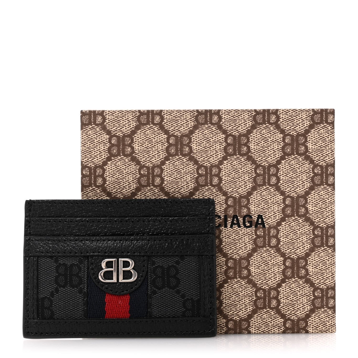 Gucci X BALENCIAGA BB Monogram Web Ophidia Card Holder Black 9 of 9