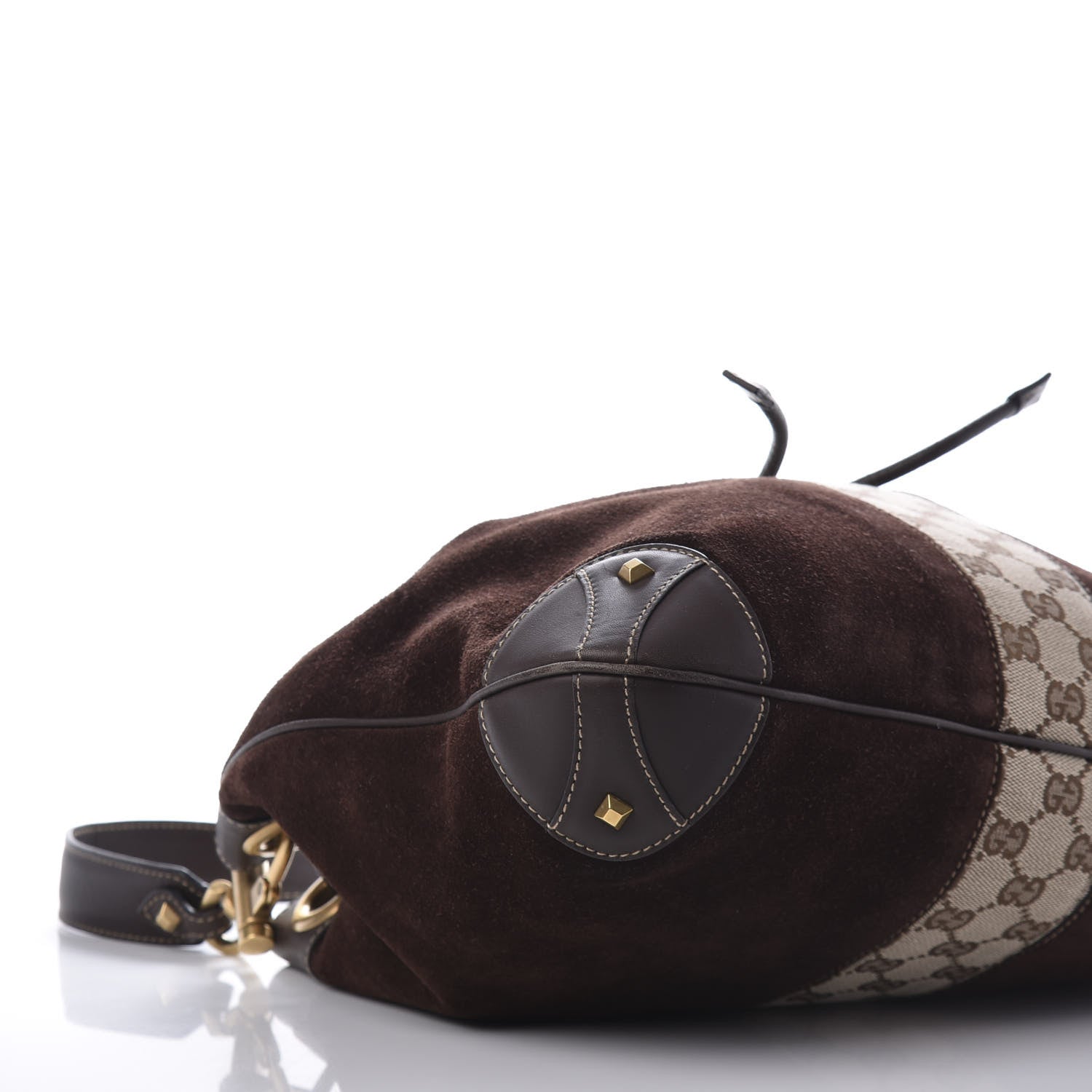 Gucci Suede Monogram Drawstring Bag Brown 5 of 9