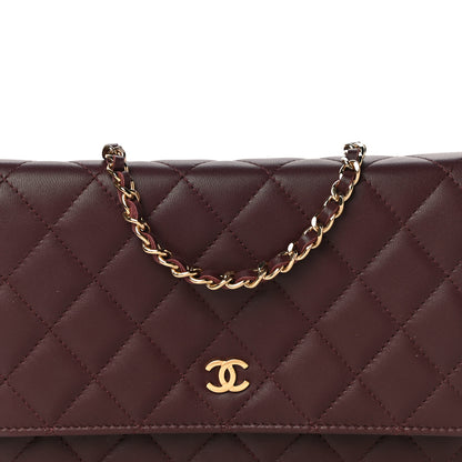 Chanel Lambskin Quilted Wallet On Chain WOC Burgundy 6 of 12