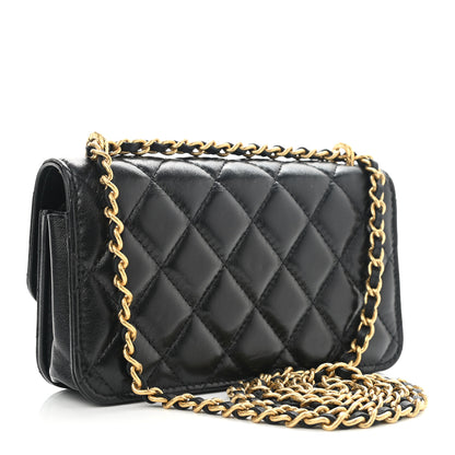 Chanel Lambskin Quilted Dynasty Flap Phone Holder With Chain Black 2 of 12