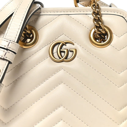 Gucci Calfskin Matelasse Chevron Mini GG Marmont Tote Mystic White 8 of 11