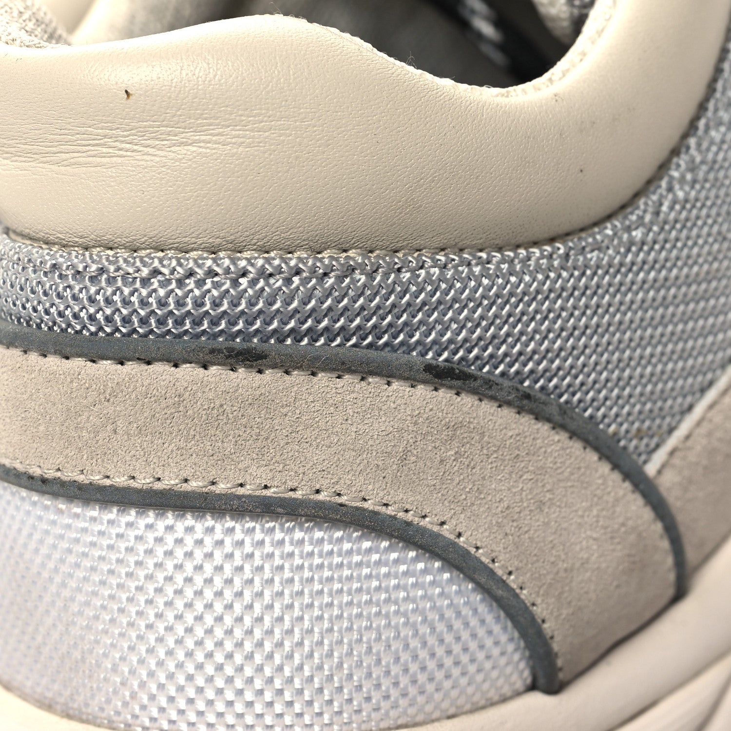 Chanel Mesh Suede Calfskin Grained Calfskin Womens CC Sneakers 38 Beige Grey Black 8 of 9