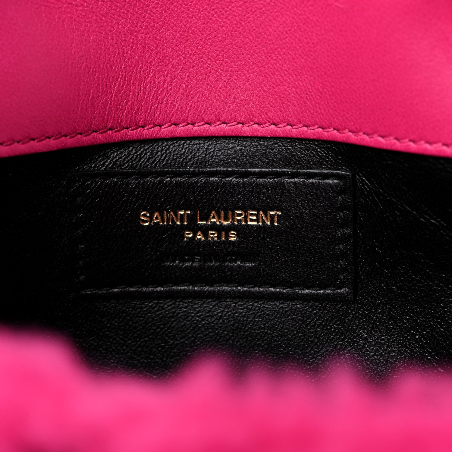 Saint Laurent Shearling Quilted Le Maillon Square Crossbody Bag Fuxia 6 of 10