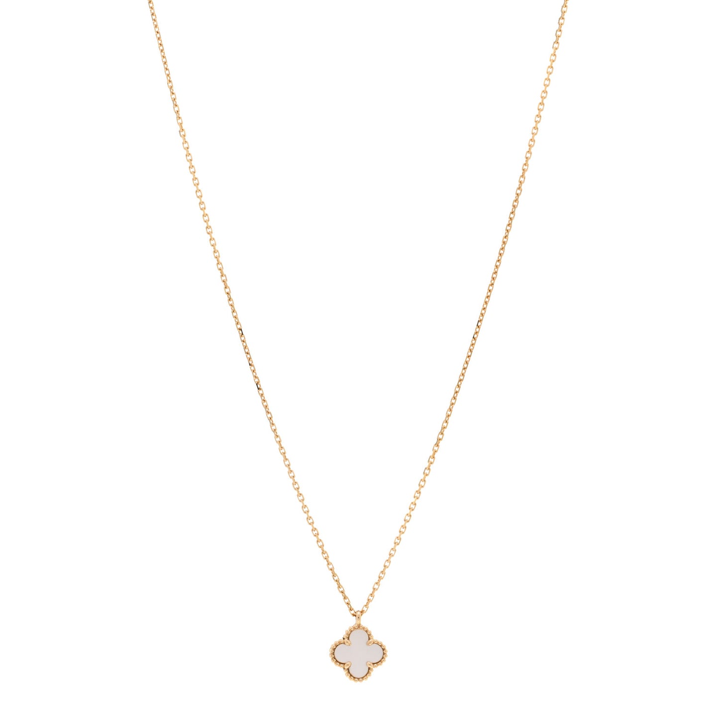 18K Yellow Gold Mother of Pearl Sweet Alhambra Pendant Necklace