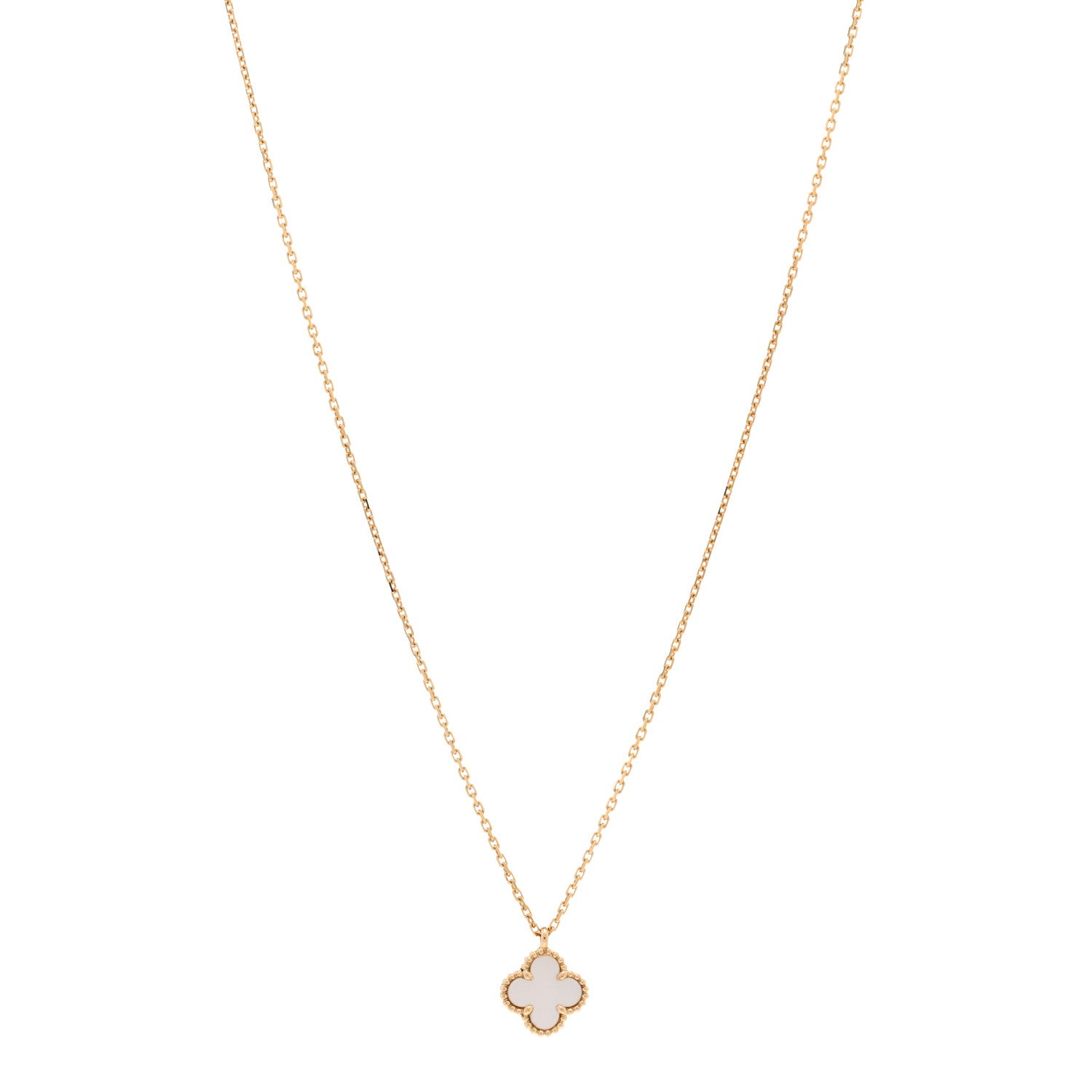 Van Cleef & Arpels 18K Yellow Gold Mother of Pearl Sweet Alhambra Pendant Necklace 1 of 5