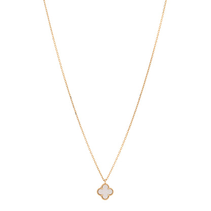 Van Cleef & Arpels 18K Yellow Gold Mother of Pearl Sweet Alhambra Pendant Necklace 1 of 5