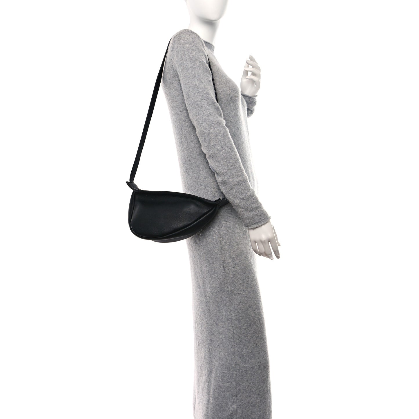 Grained Calfskin Small Slouchy Banana Bag Black