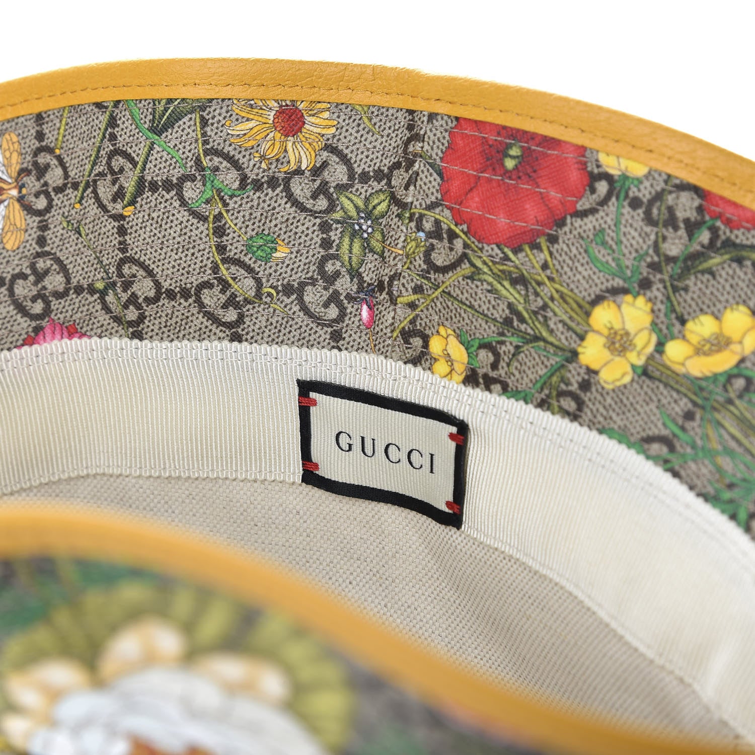 Gucci GG Supreme Monogram Flora Fedora Hat M Yellow 7 of 11