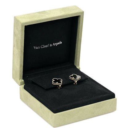 Van Cleef & Arpels 18K Yellow Gold Black Onyx Vintage Alhambra Earrings 5 of 5