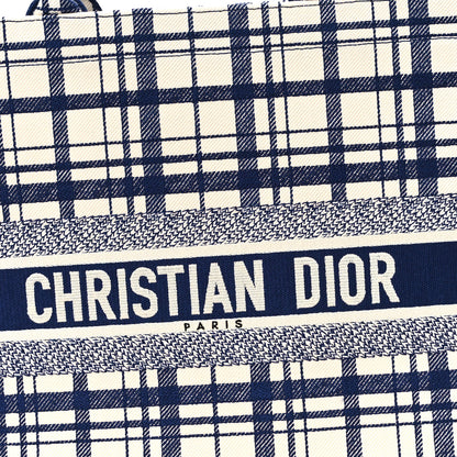 Christian Dior Canvas Embroidered Large Check'n'Dior Book Tote Blue 8 of 11