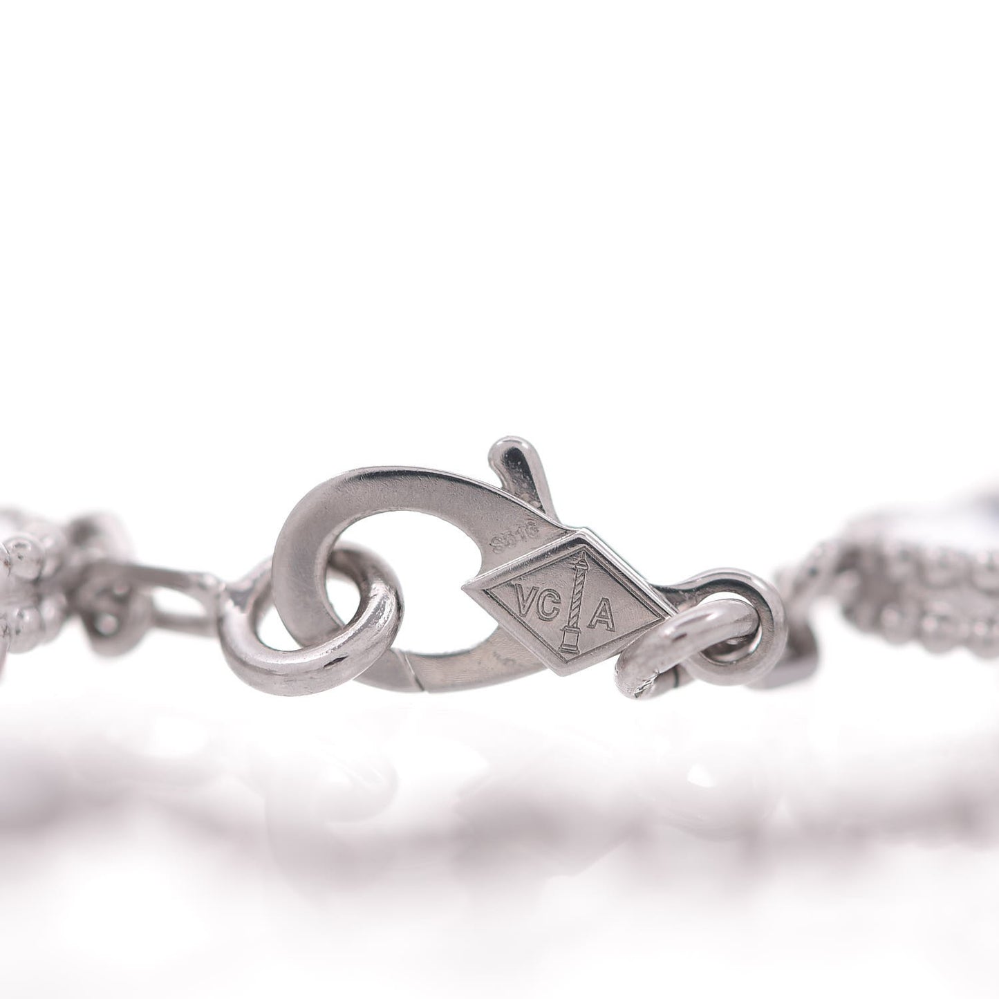 18K White Gold Chalcedony 5 Motifs Vintage Alhambra Bracelet