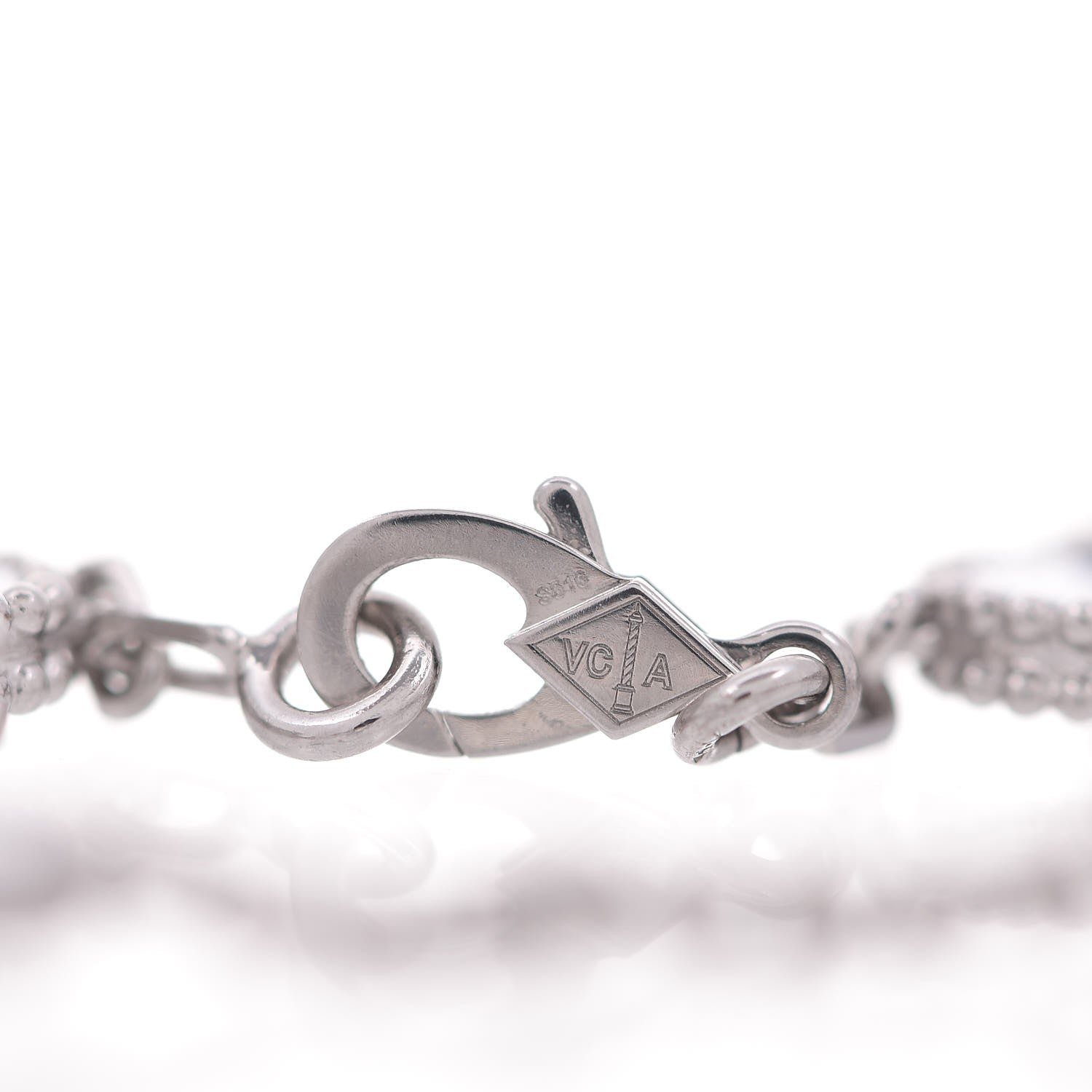 Van Cleef & Arpels 18K White Gold Chalcedony 5 Motifs Vintage Alhambra Bracelet 4 of 6