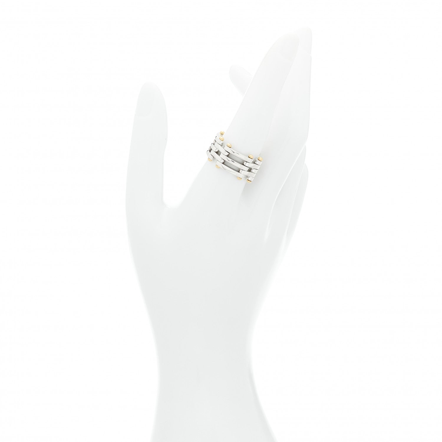 Tiffany Sterling Silver 18K Yellow Gold Gatelink Ring 56 7.5 2 of 5