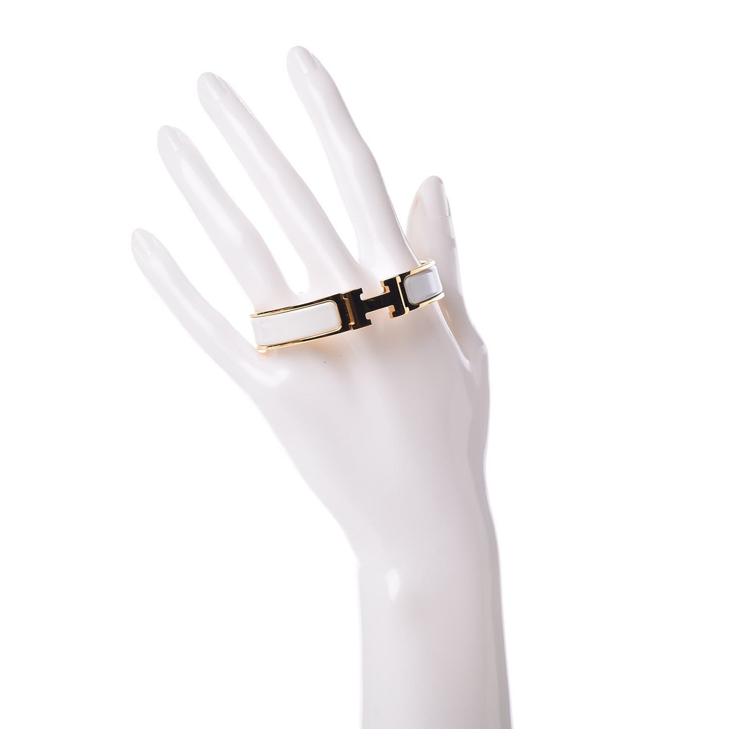Enamel Narrow Clic Clac H Bracelet PM White