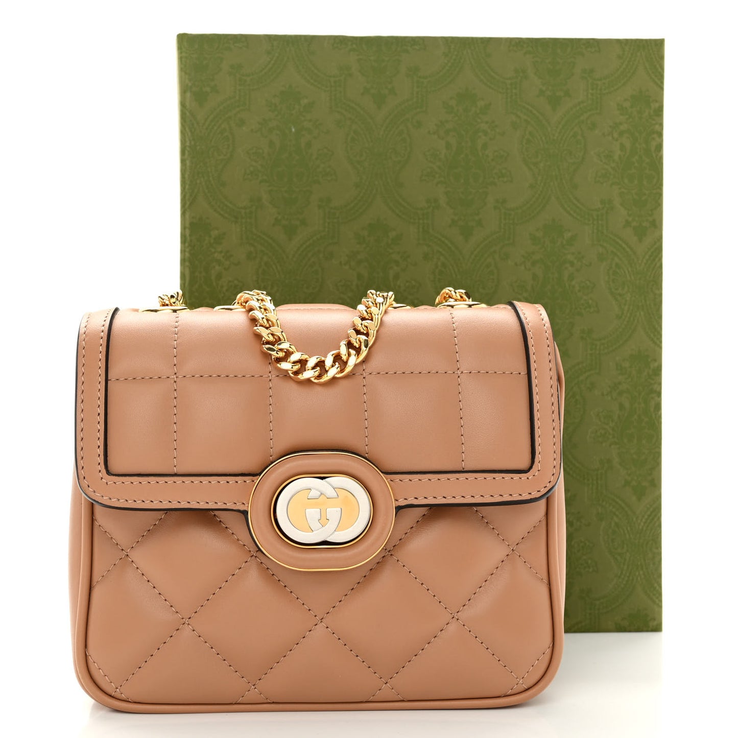 Calfskin Quilted Mini Deco Shoulder Bag Camelia
