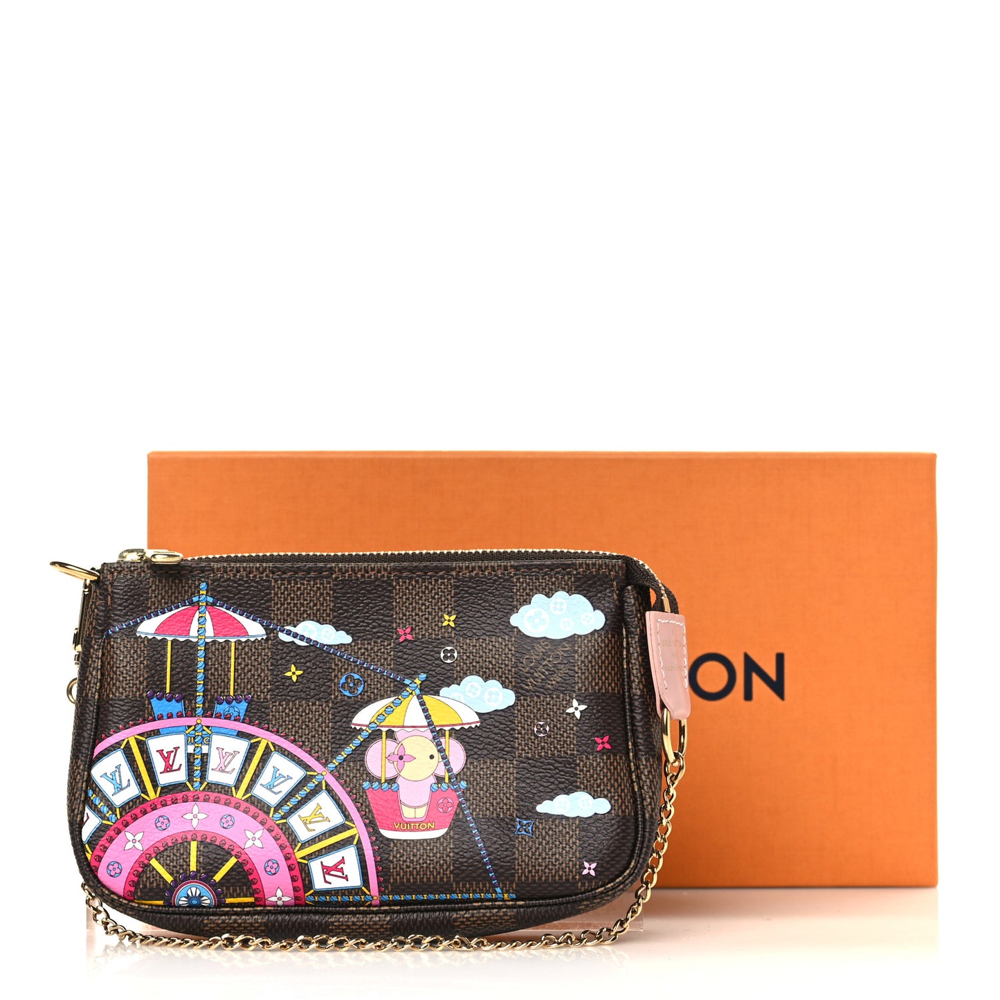 Damier Ebene 2020 Christmas Animation Big Wheel Mini Pochette Accessories Rose Ballerine