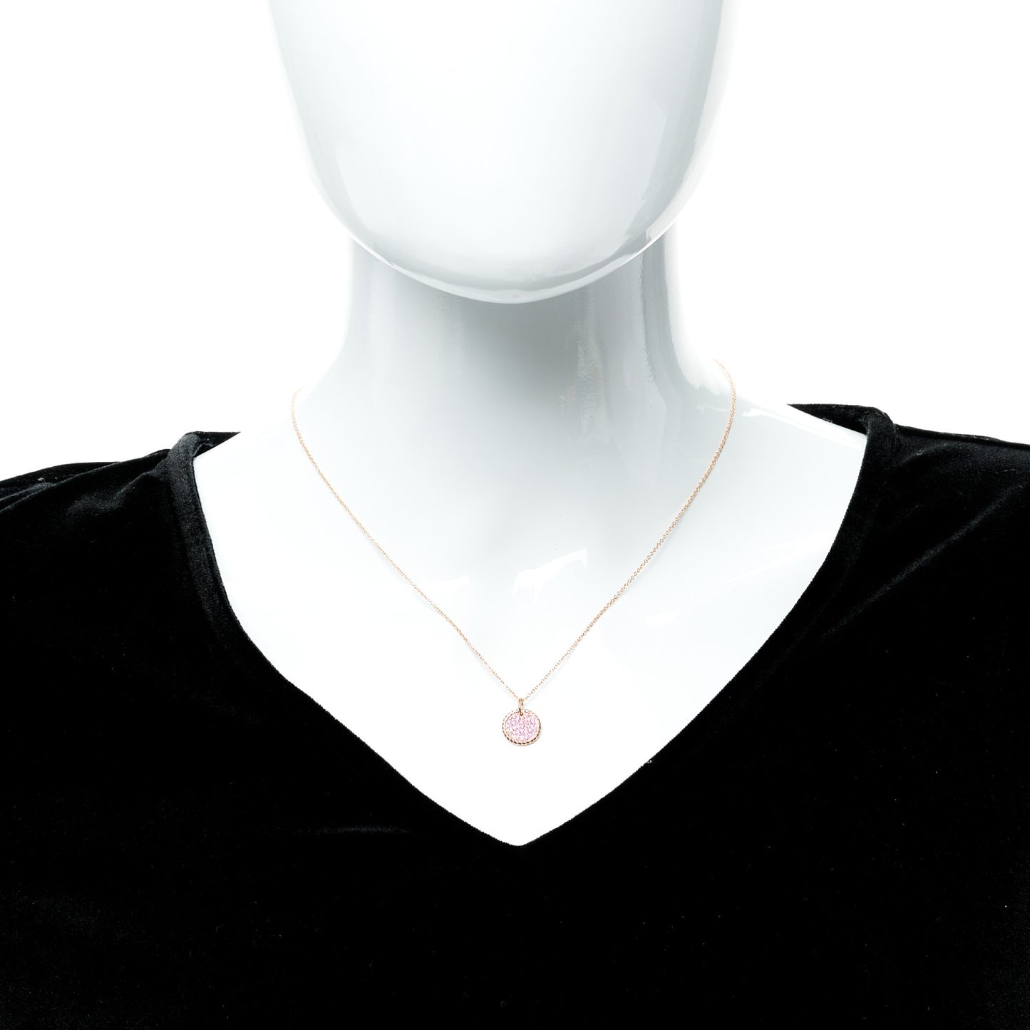 18K Rose Gold Pink Sapphire Cable Collectibles Pave Charm Pendant Necklace