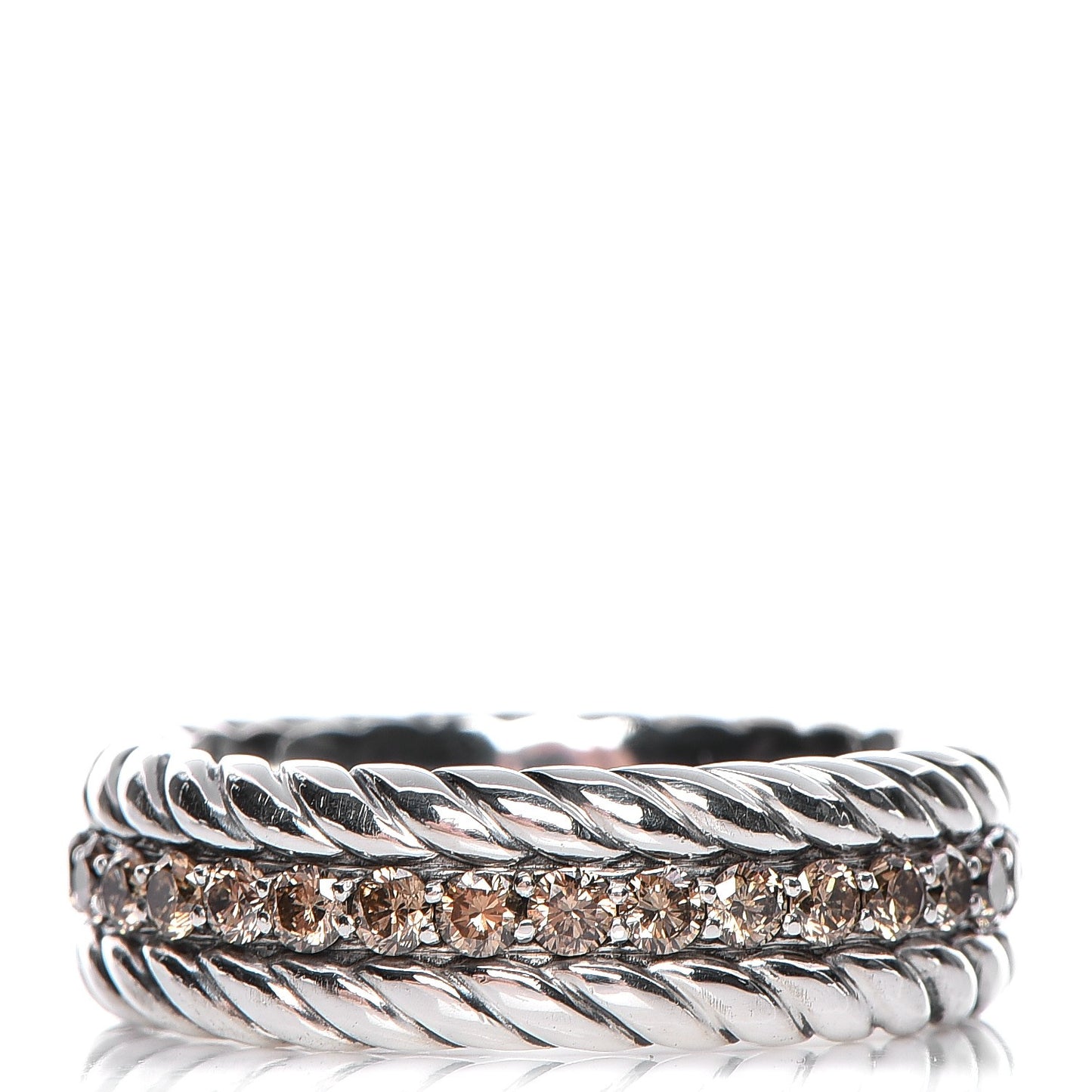 Sterling Silver Cognac Diamond Streamline Band Ring 65.5 11.5