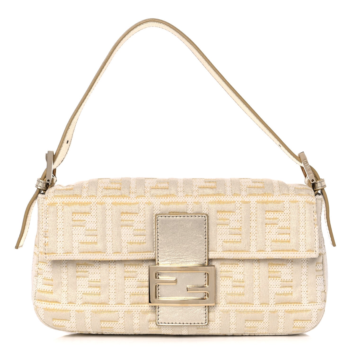 FENDI Lurex Zucca Baguette in the colors Gold and Silver by FASHIONPHILE