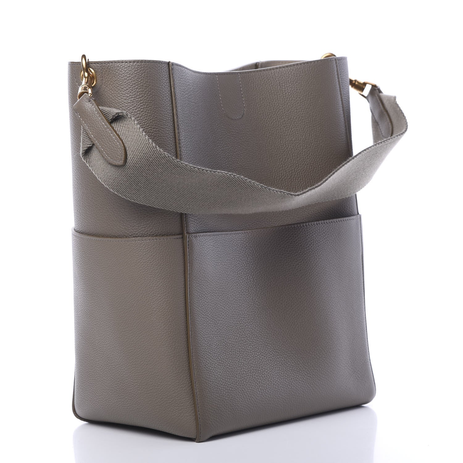 Celine Soft Grained Calfskin Sangle Bucket Bag Taupe 2 of 11