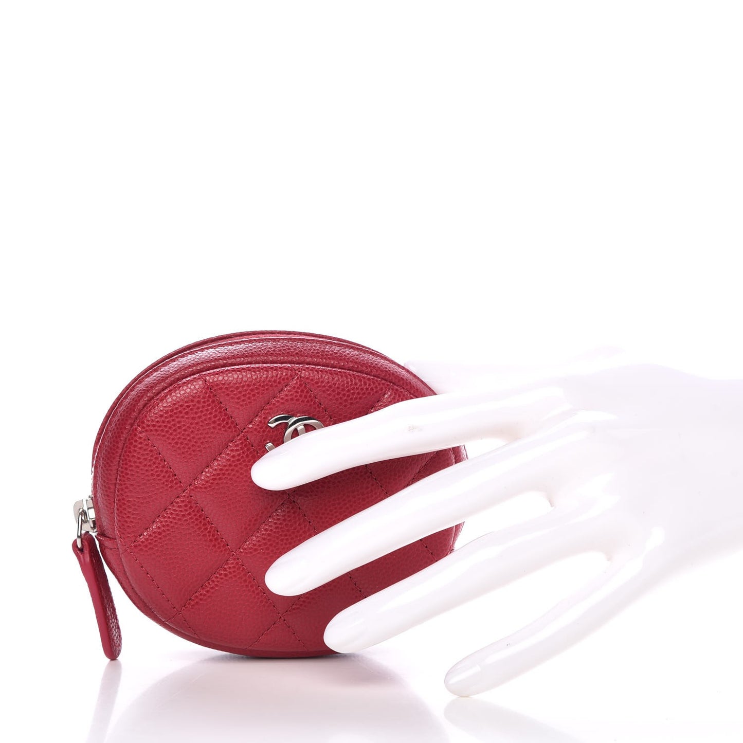 Caviar Quilted Zip Around Classic Coin Purse Dark Pink
