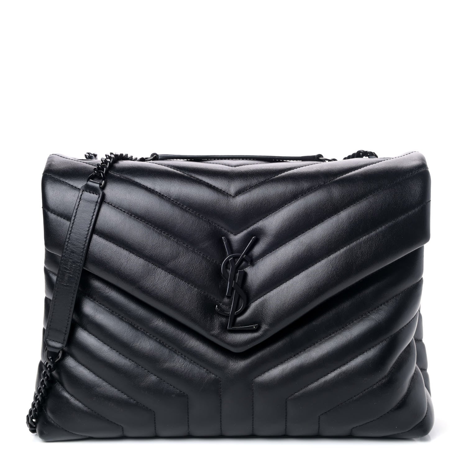 Saint Laurent Calfskin Y Quilted Monogram Medium Loulou Chain Satchel Black 1 of 4