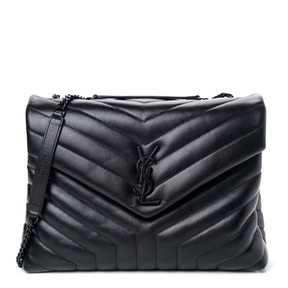Saint Laurent Calfskin Y Quilted Monogram Medium Loulou Chain Satchel Black 1 of 4
