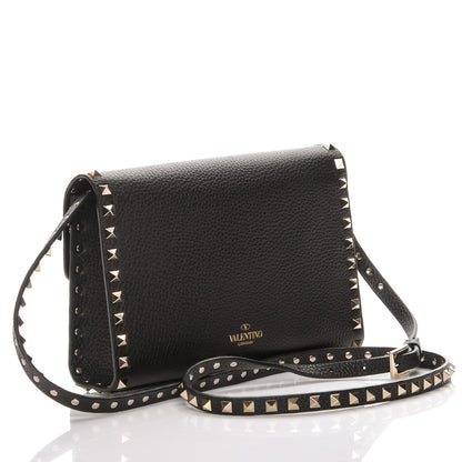 Valentino Garavani Pebbled Calfskin Medium Rockstud Flip Lock Crossbody Bag Black 3 of 7