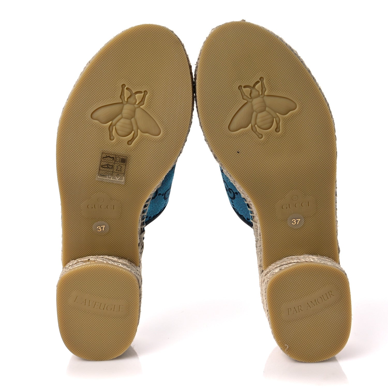 Gucci Monogram Multicolor Criss Cross Espadrille Sandals 37 Light Blue 5 of 8