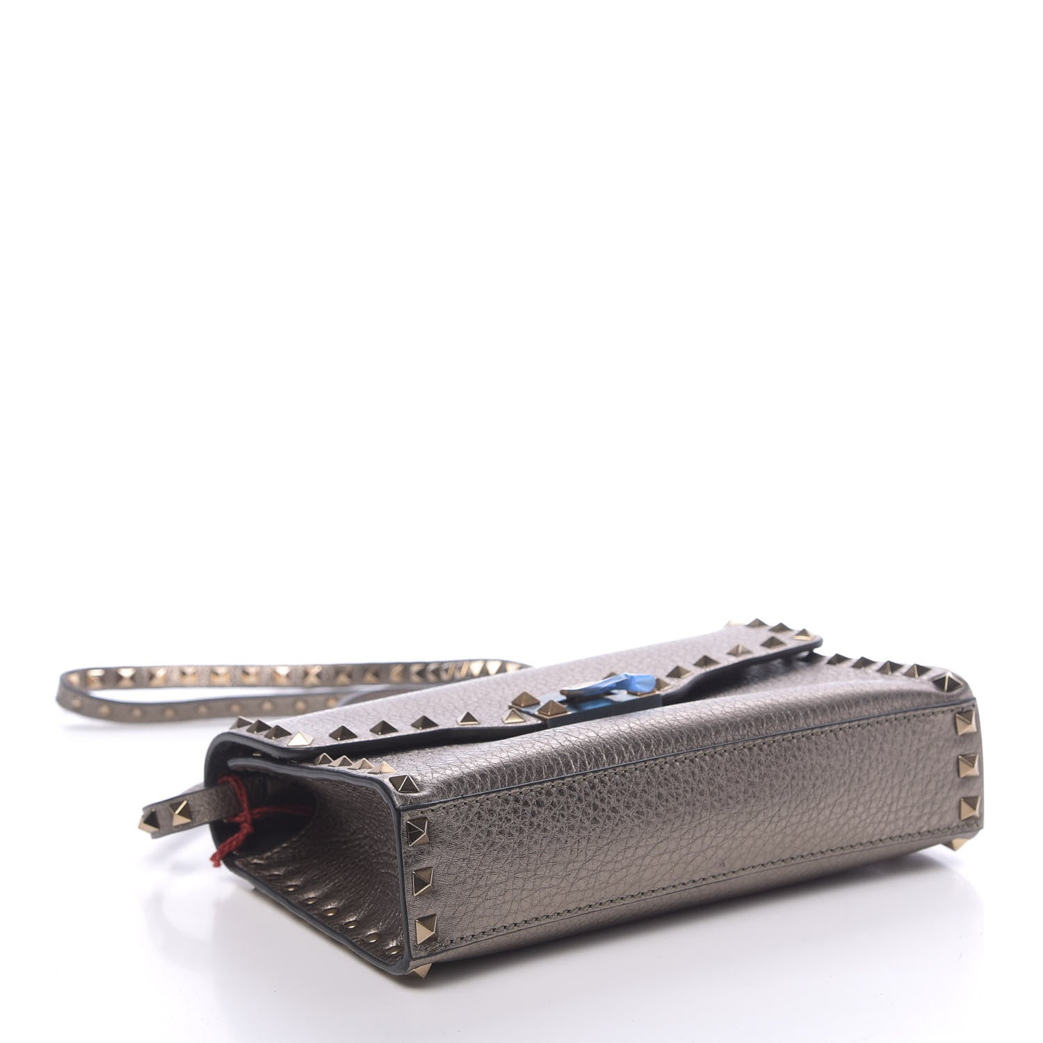 Valentino Garavani Metallic Pebbled Calfskin Medium Rockstud Flip Lock Crossbody Bag Sasso 4 of 12