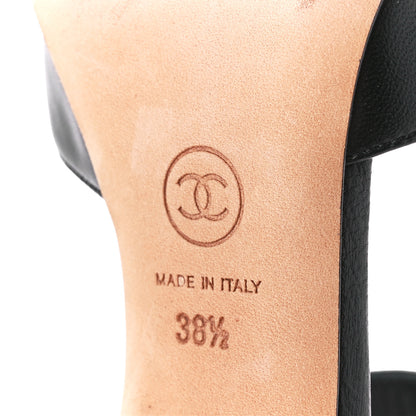 Chanel Lambskin CC Chain Sandals 38.5 Black 6 of 9