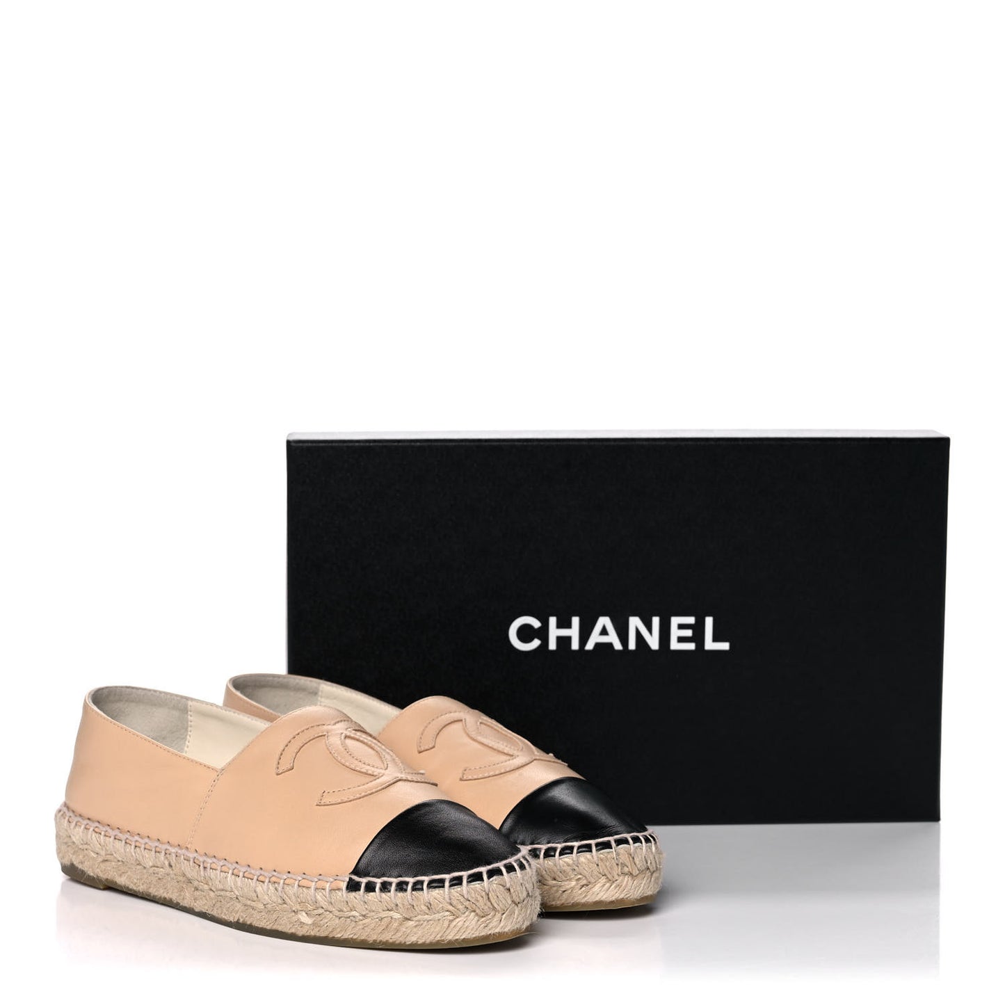 Lambskin CC Espadrilles 36 Beige Black